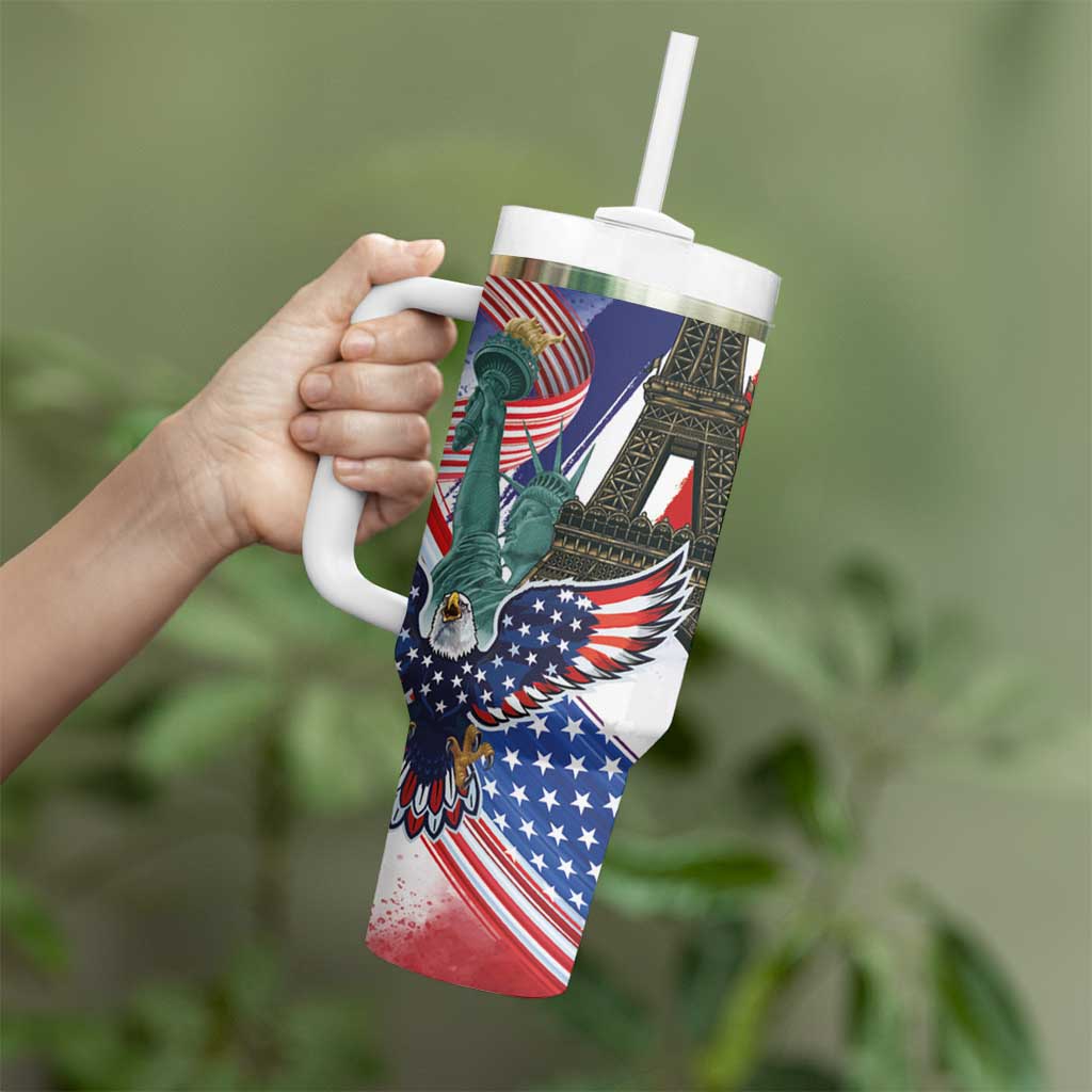 French-American Heritage Month Tumbler With Handle Dual Heritage and National Flag