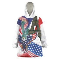French-American Heritage Month Wearable Blanket Hoodie Dual Heritage and National Flag