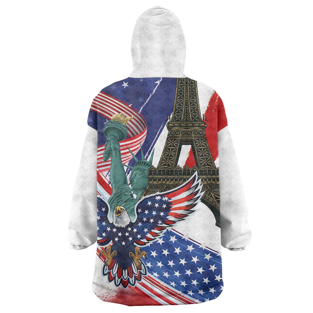 French-American Heritage Month Wearable Blanket Hoodie Dual Heritage and National Flag