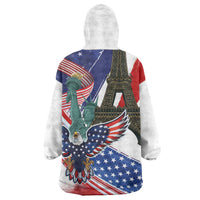 French-American Heritage Month Wearable Blanket Hoodie Dual Heritage and National Flag