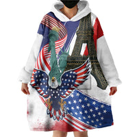 French-American Heritage Month Wearable Blanket Hoodie Dual Heritage and National Flag