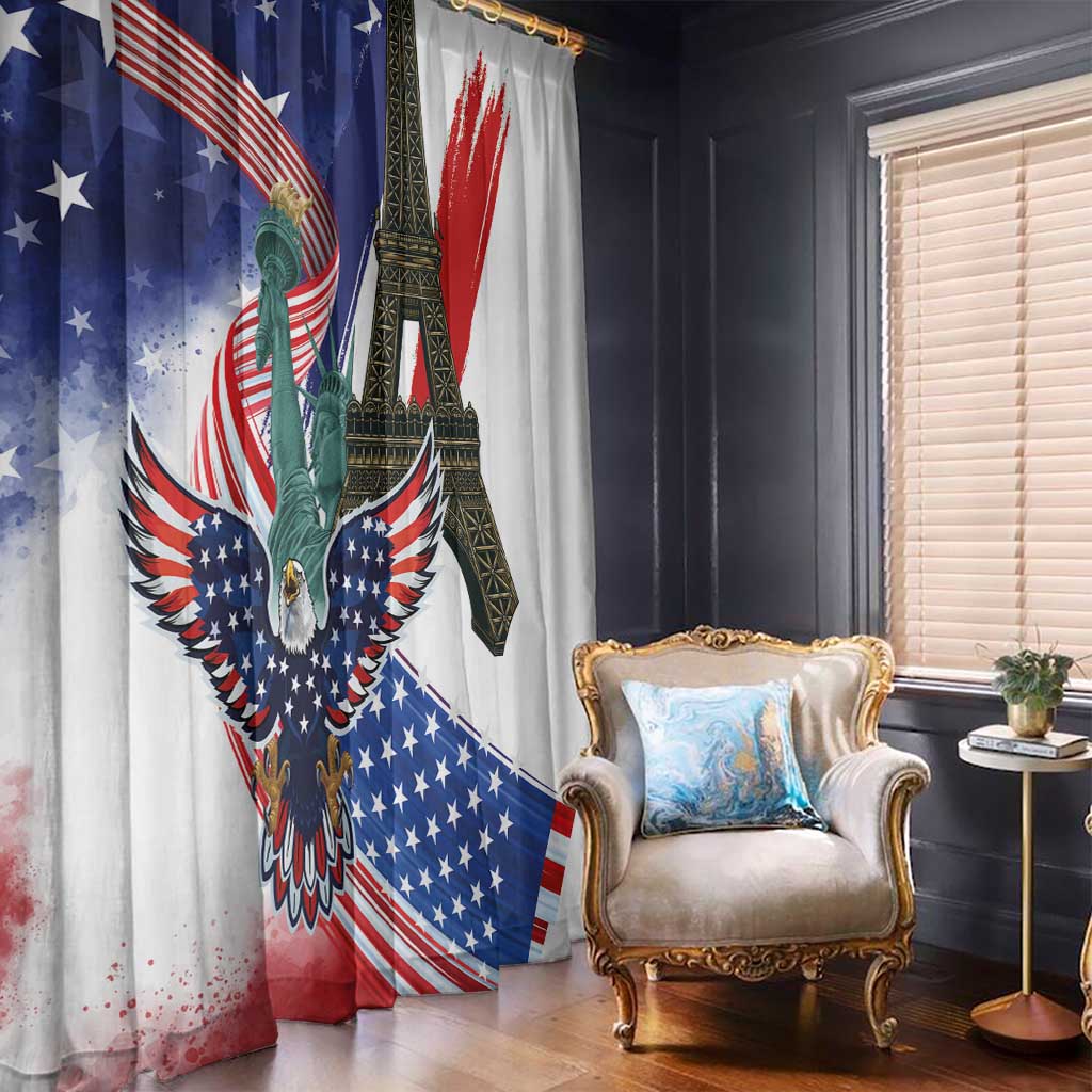 French-American Heritage Month Window Curtain Dual Heritage and National Flag