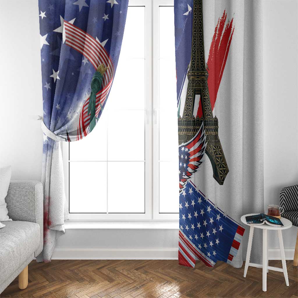 French-American Heritage Month Window Curtain Dual Heritage and National Flag