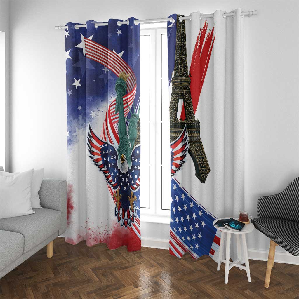 French-American Heritage Month Window Curtain Dual Heritage and National Flag