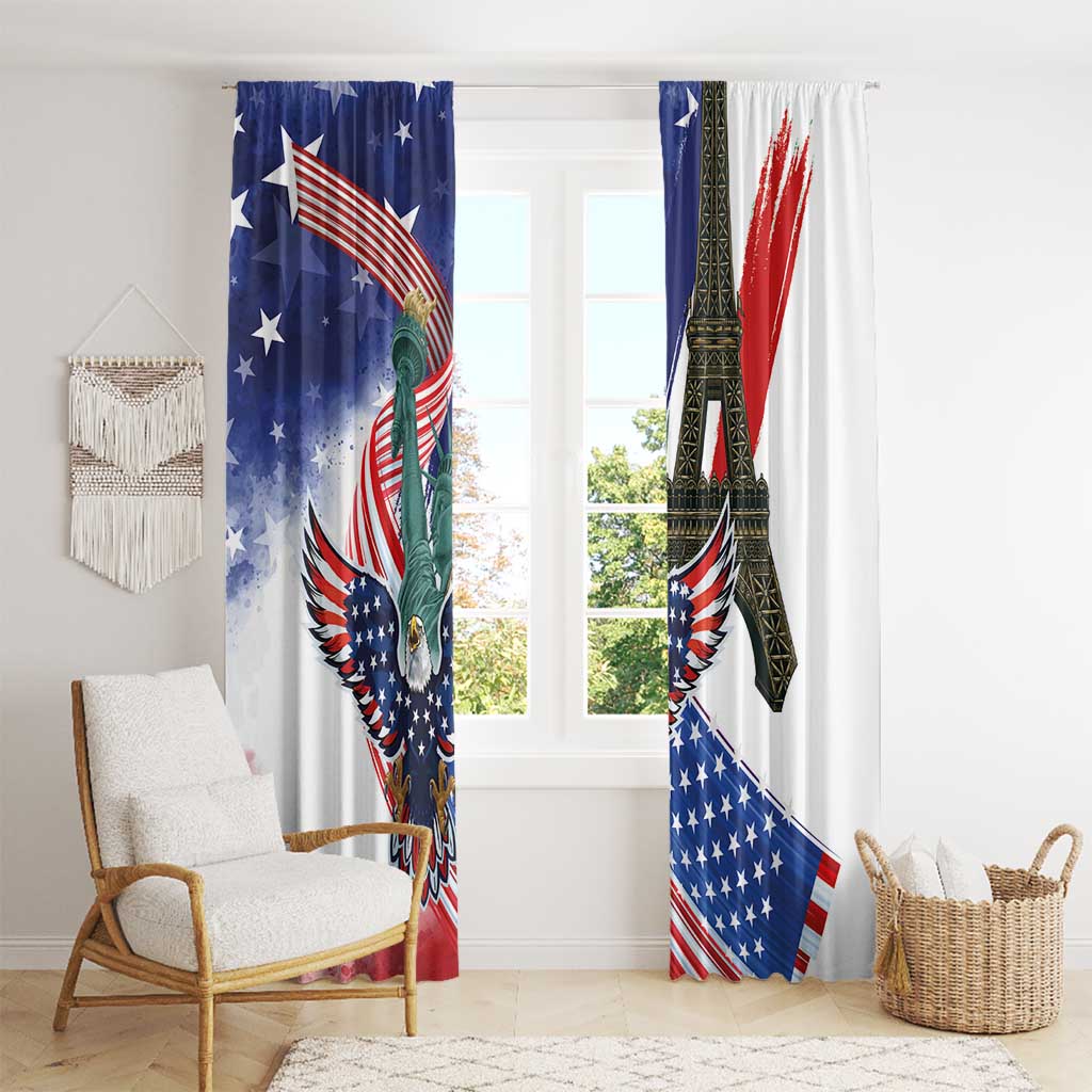 French-American Heritage Month Window Curtain Dual Heritage and National Flag