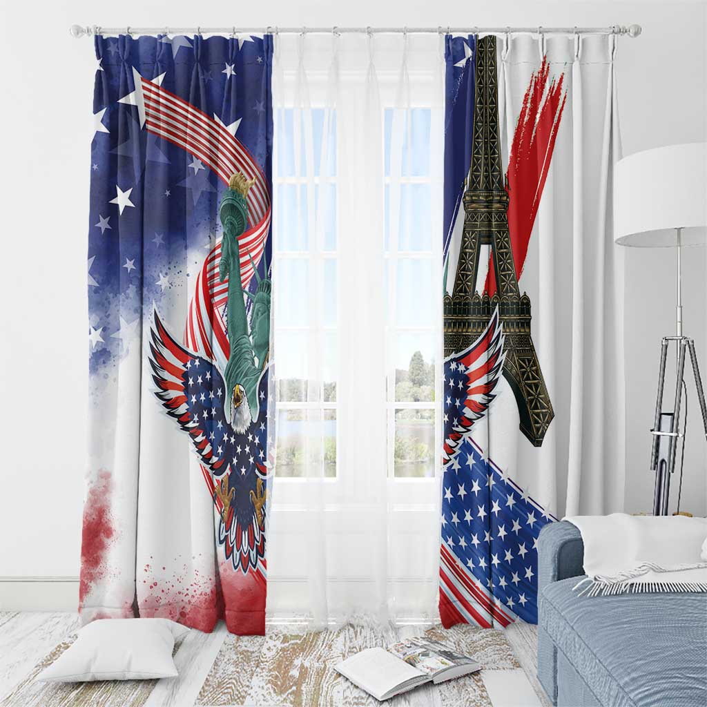 French-American Heritage Month Window Curtain Dual Heritage and National Flag