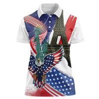 French-American Heritage Month Women Polo Shirt Dual Heritage and National Flag