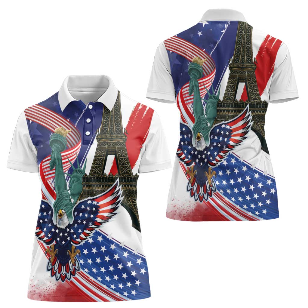 French-American Heritage Month Women Polo Shirt Dual Heritage and National Flag