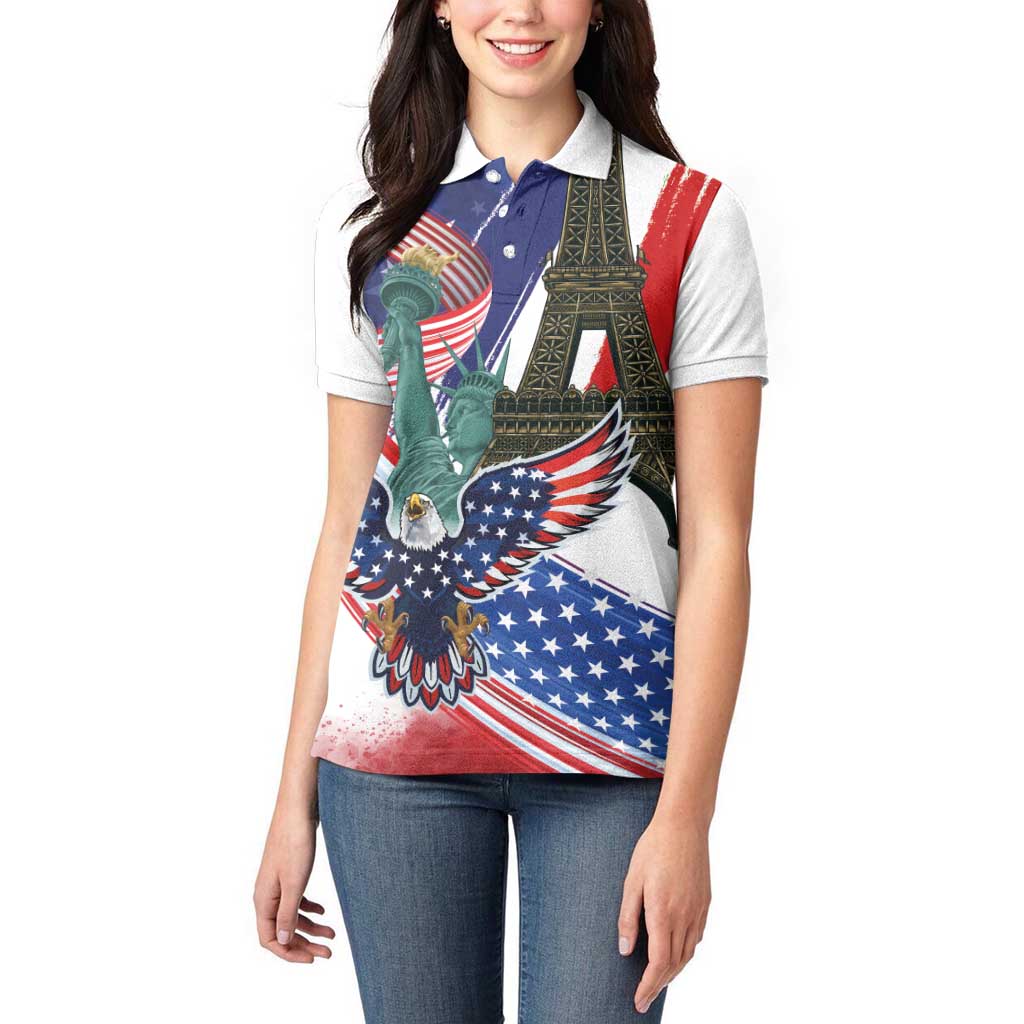 French-American Heritage Month Women Polo Shirt Dual Heritage and National Flag
