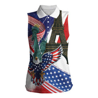 French-American Heritage Month Women Sleeveless Polo Shirt Dual Heritage and National Flag