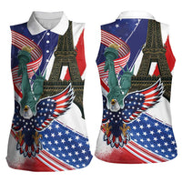 French-American Heritage Month Women Sleeveless Polo Shirt Dual Heritage and National Flag
