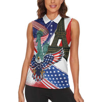 French-American Heritage Month Women Sleeveless Polo Shirt Dual Heritage and National Flag
