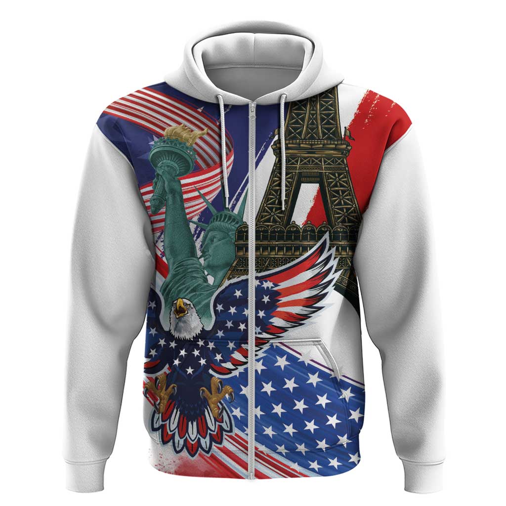 French-American Heritage Month Zip Hoodie Dual Heritage and National Flag