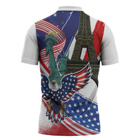 French-American Heritage Month Zipper Polo Shirt Dual Heritage and National Flag