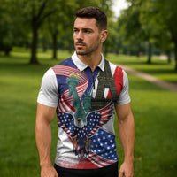 French-American Heritage Month Zipper Polo Shirt Dual Heritage and National Flag