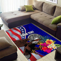 Personalised American Samoa and United States Area Rug Bald Eagle and Seal Hibiscus Polynesian Pattern - Wonder Print Shop