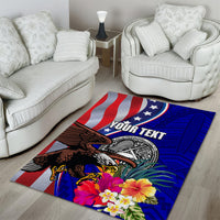 Personalised American Samoa and United States Area Rug Bald Eagle and Seal Hibiscus Polynesian Pattern - Wonder Print Shop