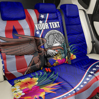 Personalised American Samoa and United States Back Car Seat Cover Bald Eagle and Seal Hibiscus Polynesian Pattern - Wonder Print Shop