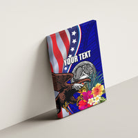 Personalised American Samoa and United States Canvas Wall Art Bald Eagle and Seal Hibiscus Polynesian Pattern - Wonder Print Shop