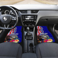 Personalised American Samoa and United States Car Mats Bald Eagle and Seal Hibiscus Polynesian Pattern - Wonder Print Shop