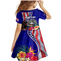 Personalised American Samoa and United States Family Matching Mermaid Dress and Hawaiian Shirt Bald Eagle and Seal Hibiscus Polynesian Pattern - Wonder Print Shop