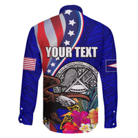 Personalised American Samoa and United States Family Matching Summer Maxi Dress and Hawaiian Shirt Bald Eagle and Seal Hibiscus Polynesian Pattern - Wonder Print Shop