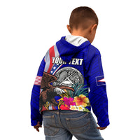 Personalised American Samoa and United States Kid Hoodie Bald Eagle and Seal Hibiscus Polynesian Pattern - Wonder Print Shop