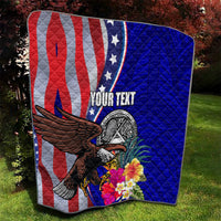 Personalised American Samoa and United States Quilt Bald Eagle and Seal Hibiscus Polynesian Pattern - Wonder Print Shop