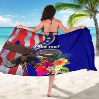 Personalised American Samoa and United States Sarong Bald Eagle and Seal Hibiscus Polynesian Pattern - Wonder Print Shop