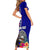 Personalised American Samoa and United States Short Sleeve Bodycon Dress Bald Eagle and Seal Hibiscus Polynesian Pattern - Wonder Print Shop