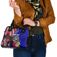 Personalised American Samoa and United States Shoulder Handbag Bald Eagle and Seal Hibiscus Polynesian Pattern