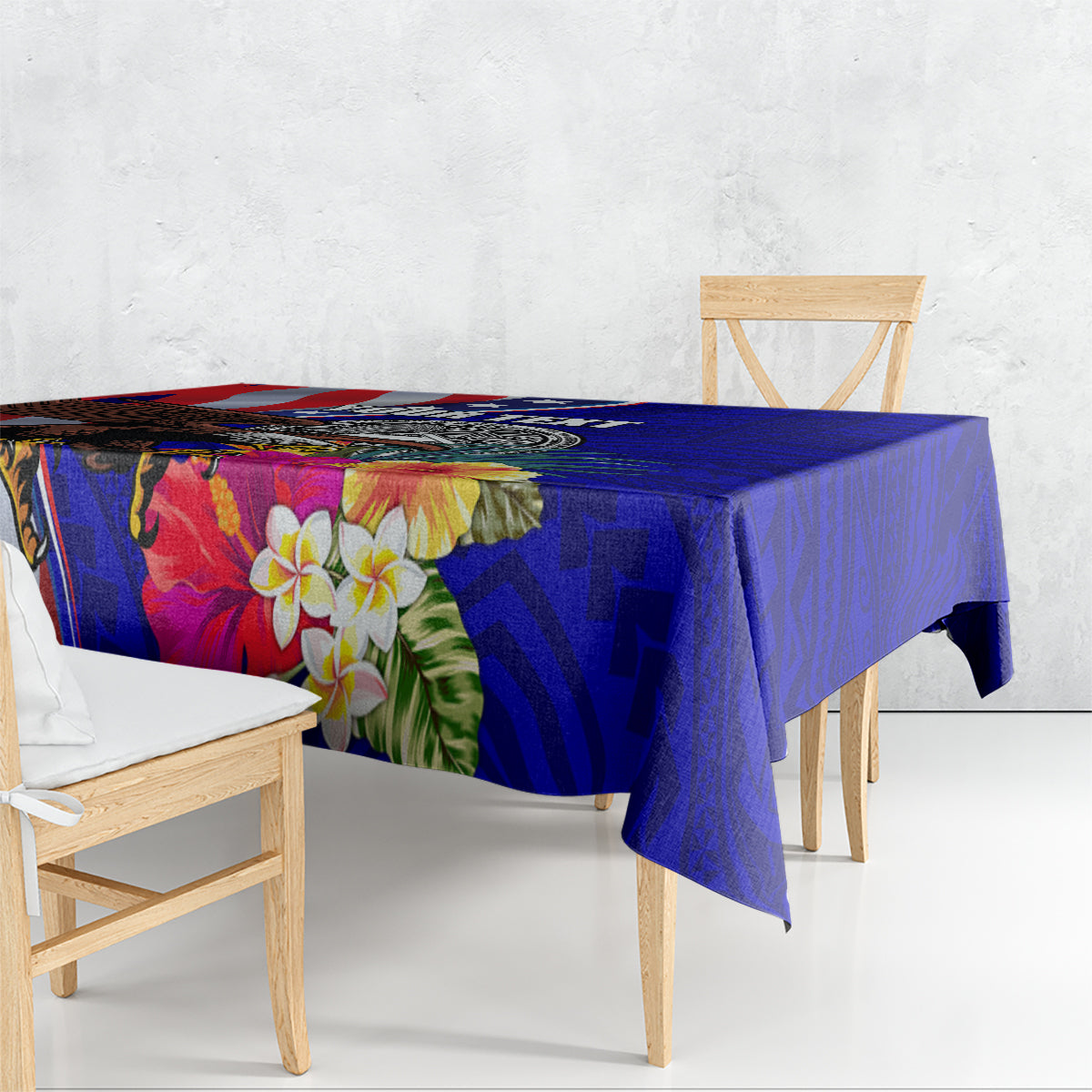 Personalised American Samoa and United States Tablecloth Bald Eagle and Seal Hibiscus Polynesian Pattern - Wonder Print Shop