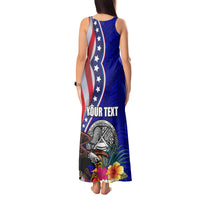 Personalised American Samoa and United States Tank Maxi Dress Bald Eagle and Seal Hibiscus Polynesian Pattern - Wonder Print Shop