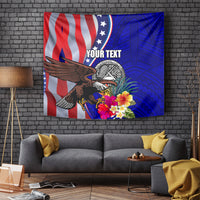 Personalised American Samoa and United States Tapestry Bald Eagle and Seal Hibiscus Polynesian Pattern - Wonder Print Shop