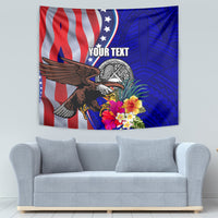 Personalised American Samoa and United States Tapestry Bald Eagle and Seal Hibiscus Polynesian Pattern - Wonder Print Shop
