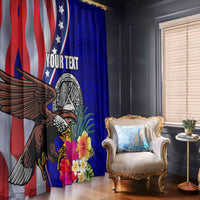 Personalised American Samoa and United States Window Curtain Bald Eagle and Seal Hibiscus Polynesian Pattern - Wonder Print Shop