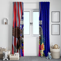 Personalised American Samoa and United States Window Curtain Bald Eagle and Seal Hibiscus Polynesian Pattern - Wonder Print Shop