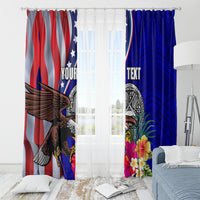 Personalised American Samoa and United States Window Curtain Bald Eagle and Seal Hibiscus Polynesian Pattern - Wonder Print Shop