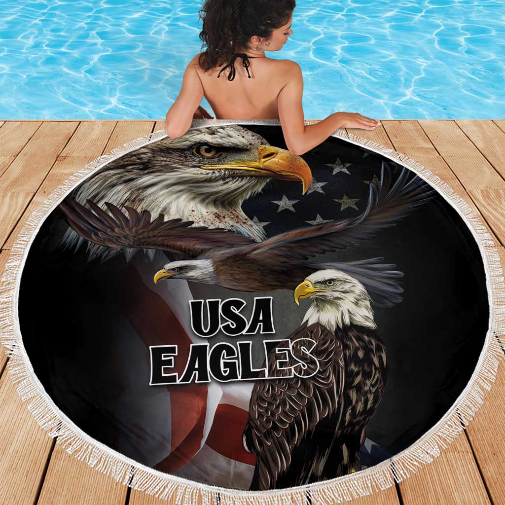 American Eagles Beach Blanket United States Flag Vintage Style - Wonder Print Shop