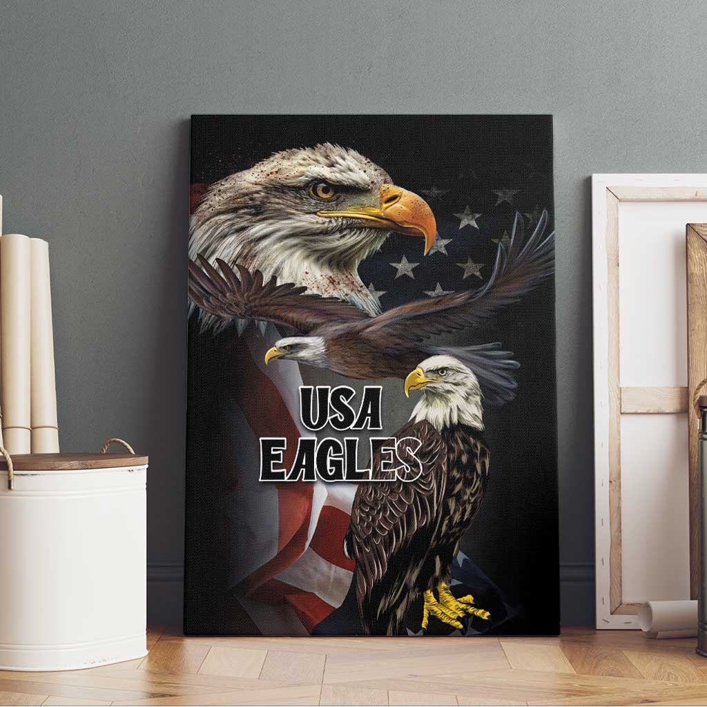 American Eagles Canvas Wall Art United States Flag Vintage Style - Wonder Print Shop