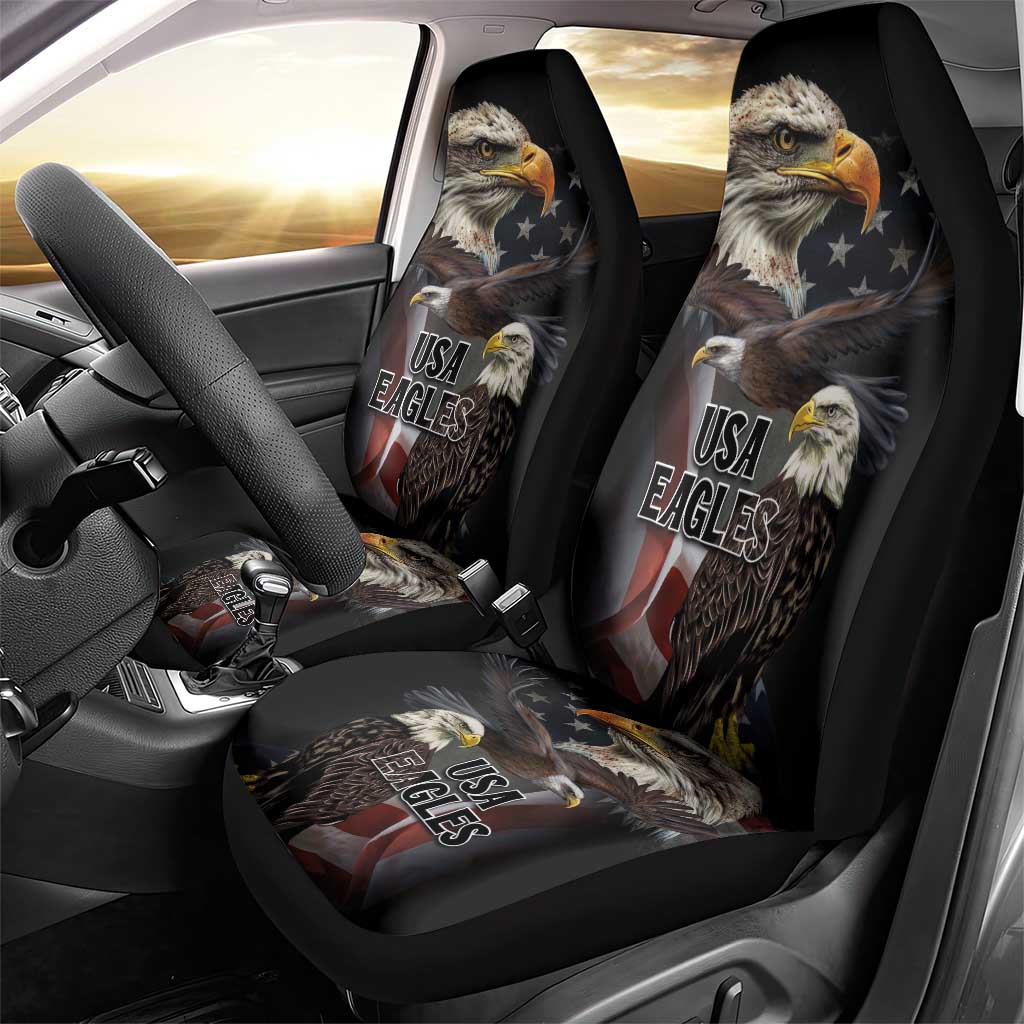 American Eagles Car Seat Cover United States Flag Vintage Style - Wonder Print Shop