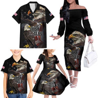 American Eagles Family Matching Off The Shoulder Long Sleeve Dress and Hawaiian Shirt United States Flag Vintage Style - Wonder Print Shop