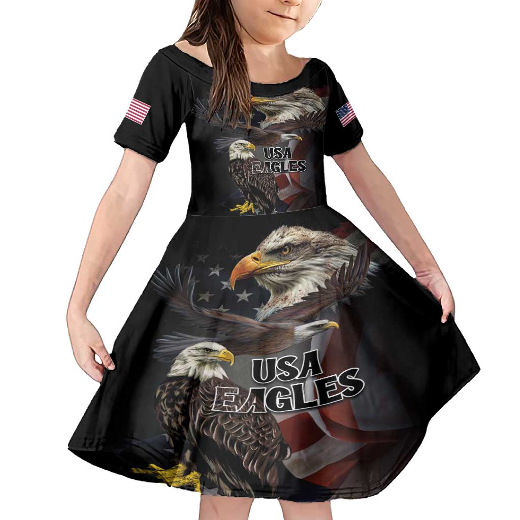 American Eagles Family Matching Off Shoulder Short Dress and Hawaiian Shirt United States Flag Vintage Style - Wonder Print Shop