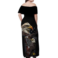 American Eagles Off Shoulder Maxi Dress United States Flag Vintage Style - Wonder Print Shop