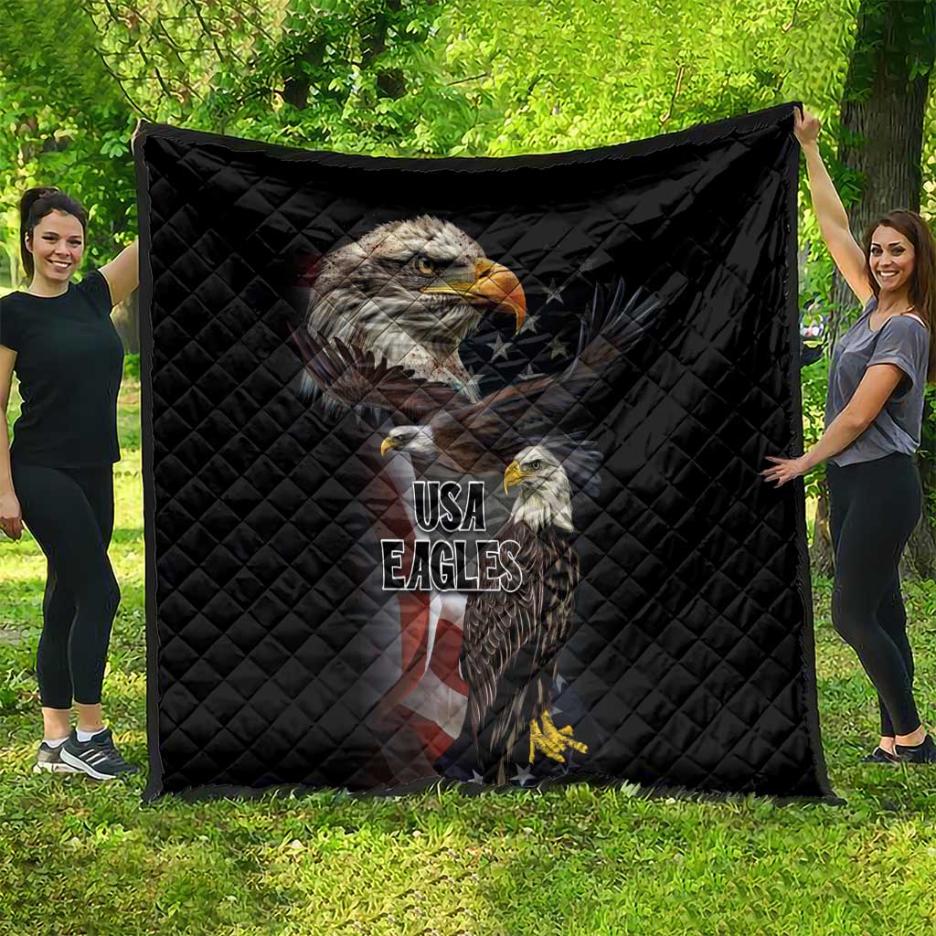 American Eagles Quilt United States Flag Vintage Style - Wonder Print Shop