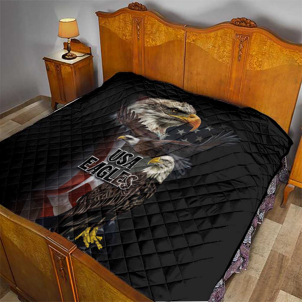 American Eagles Quilt United States Flag Vintage Style - Wonder Print Shop