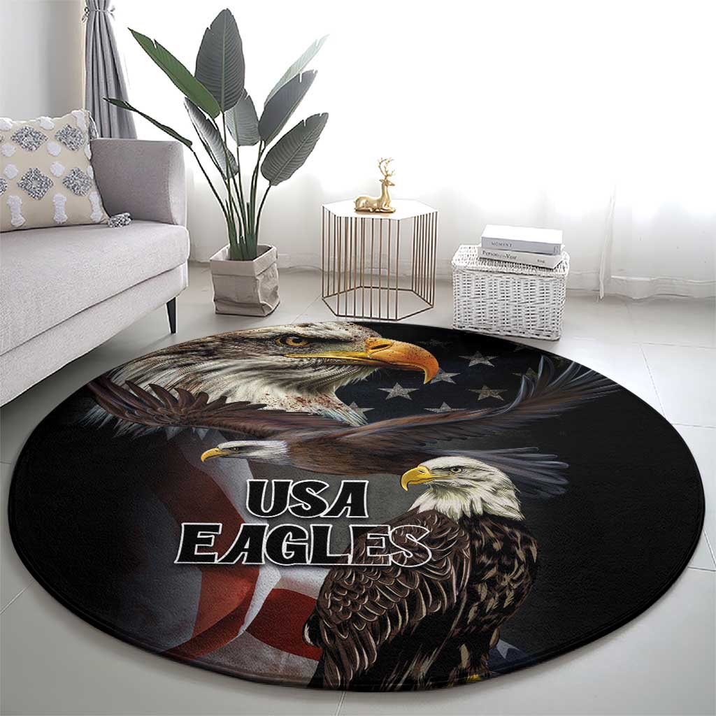 American Eagles Round Carpet United States Flag Vintage Style