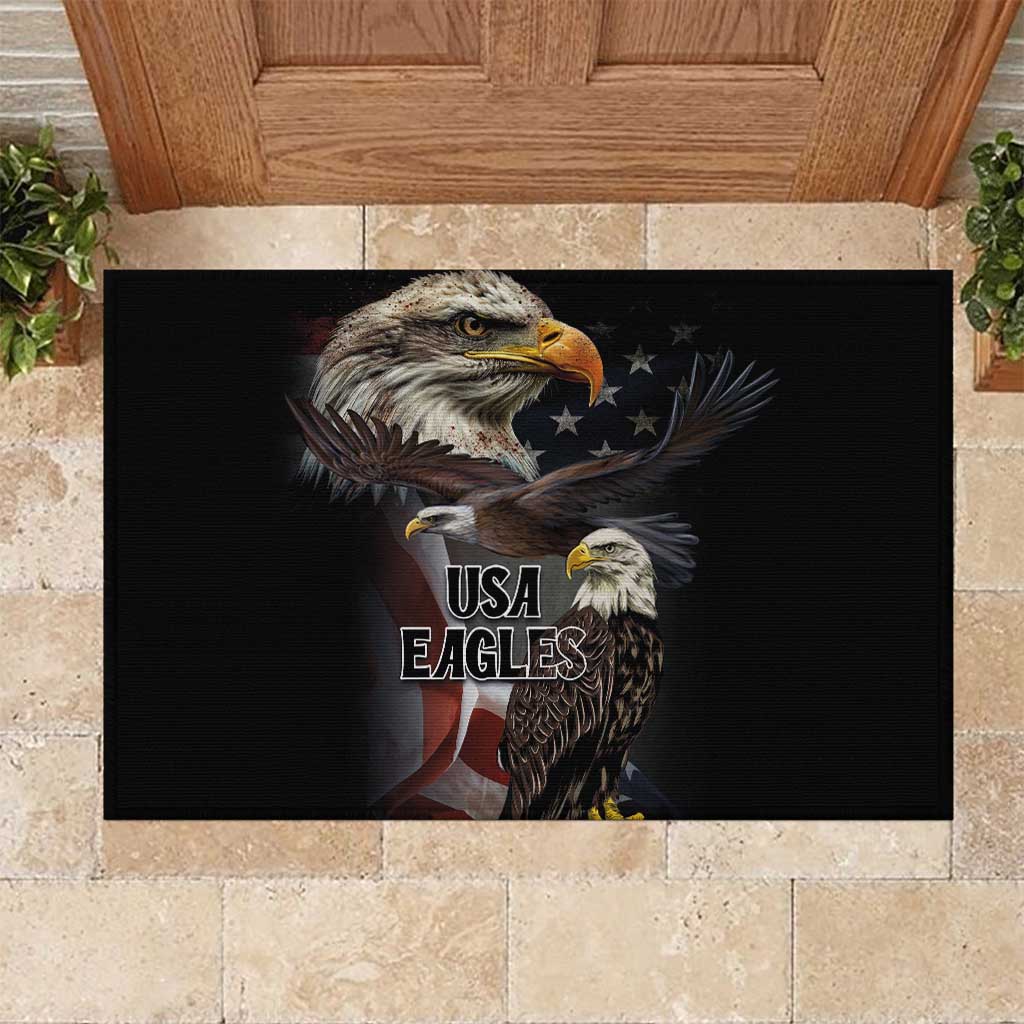 American Eagles Rubber Doormat United States Flag Vintage Style - Wonder Print Shop