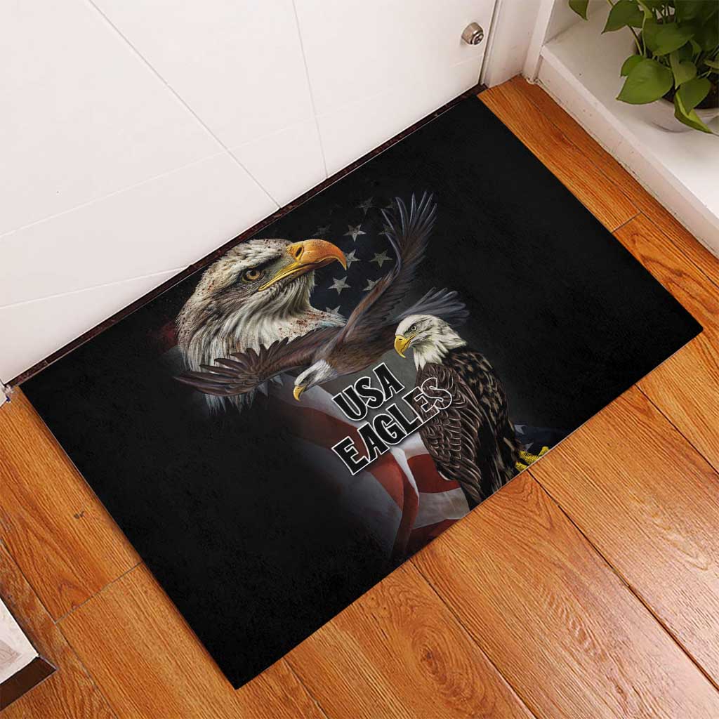 American Eagles Rubber Doormat United States Flag Vintage Style - Wonder Print Shop