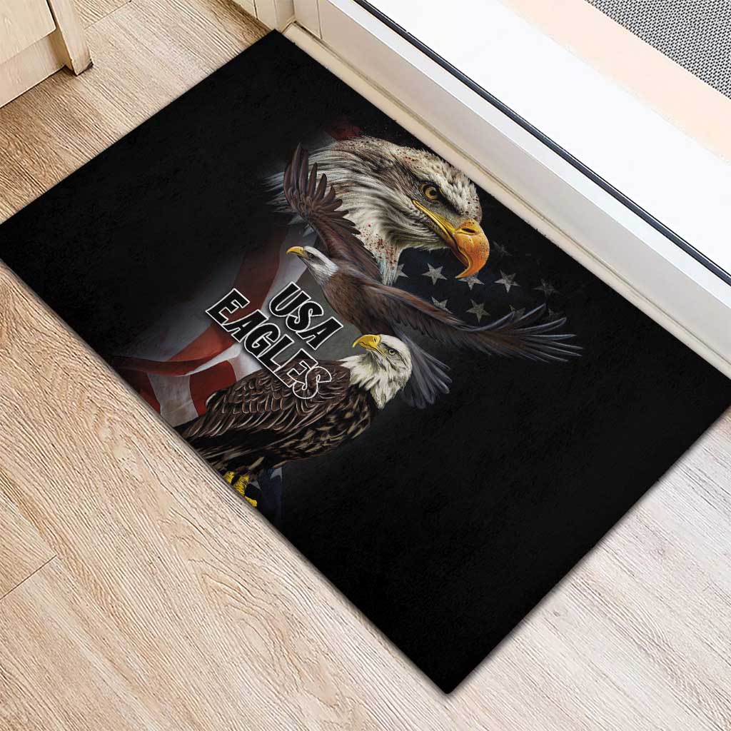 American Eagles Rubber Doormat United States Flag Vintage Style - Wonder Print Shop